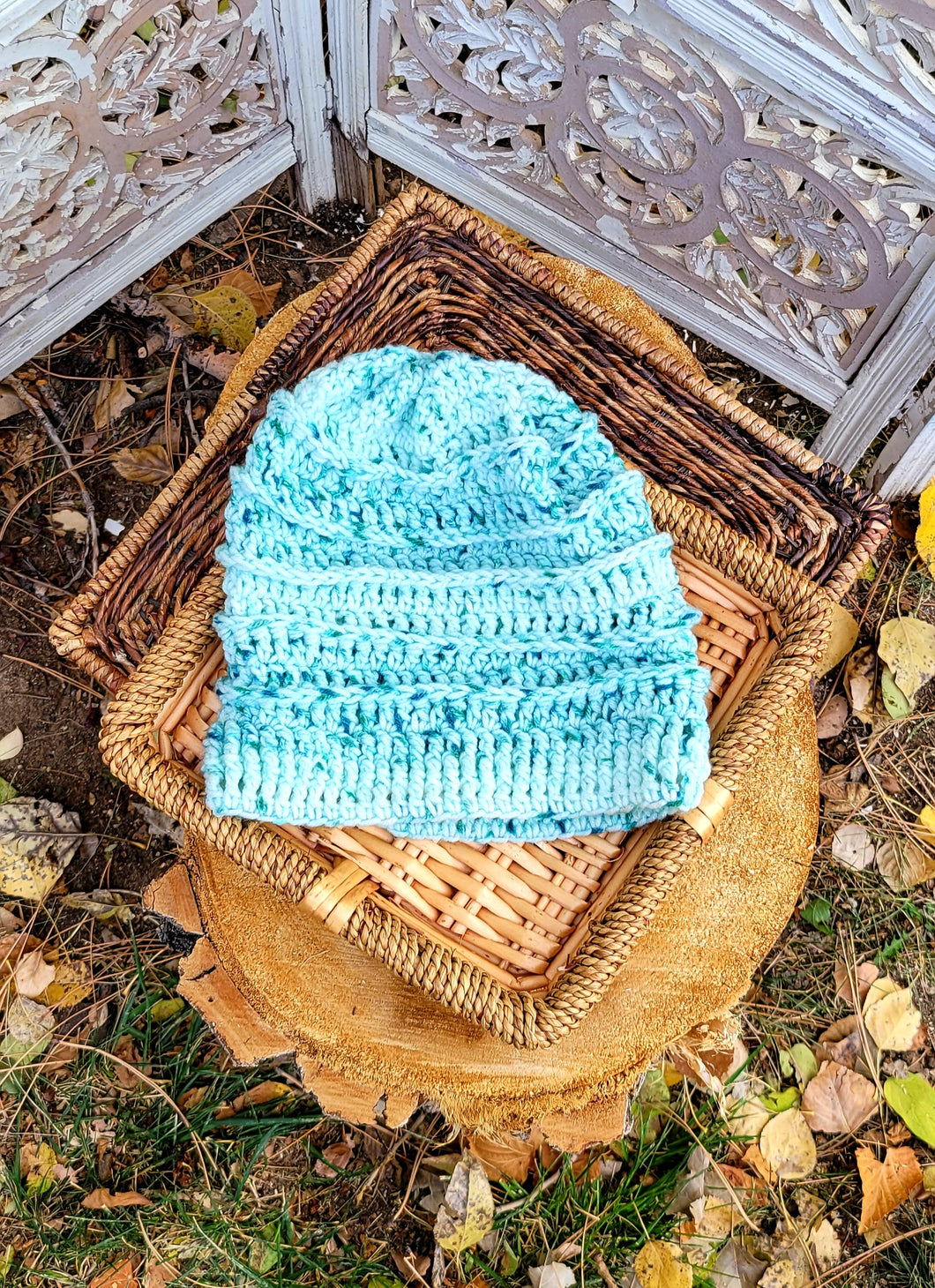 Sea blue hat and scarf